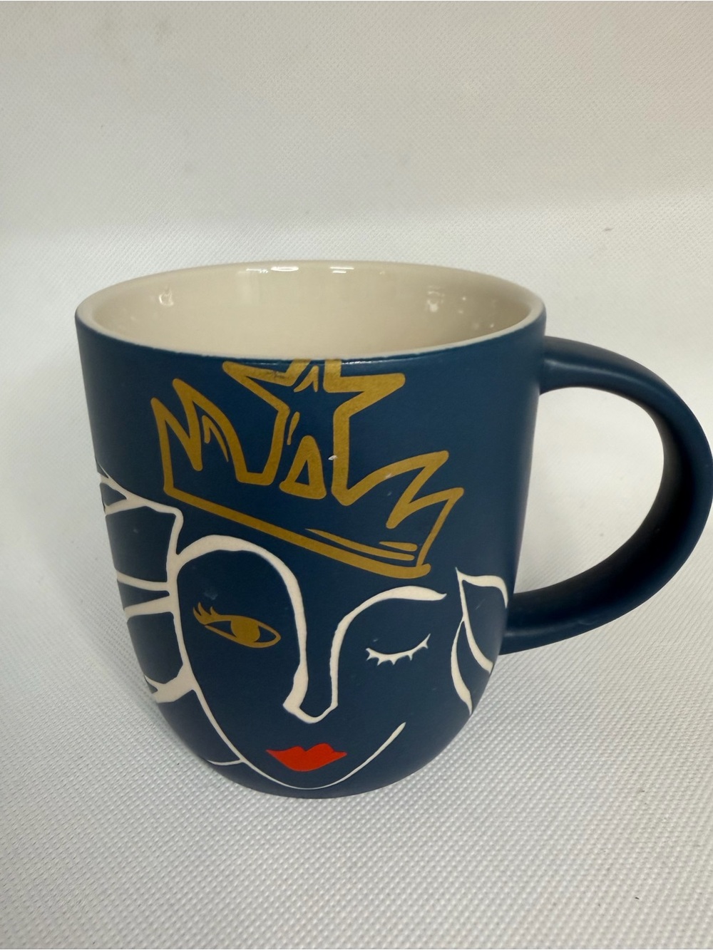 Starbucks 2016 Blue Wink Crown Siren Coffee Mug 14 oz Anniversary Etched Ceramic